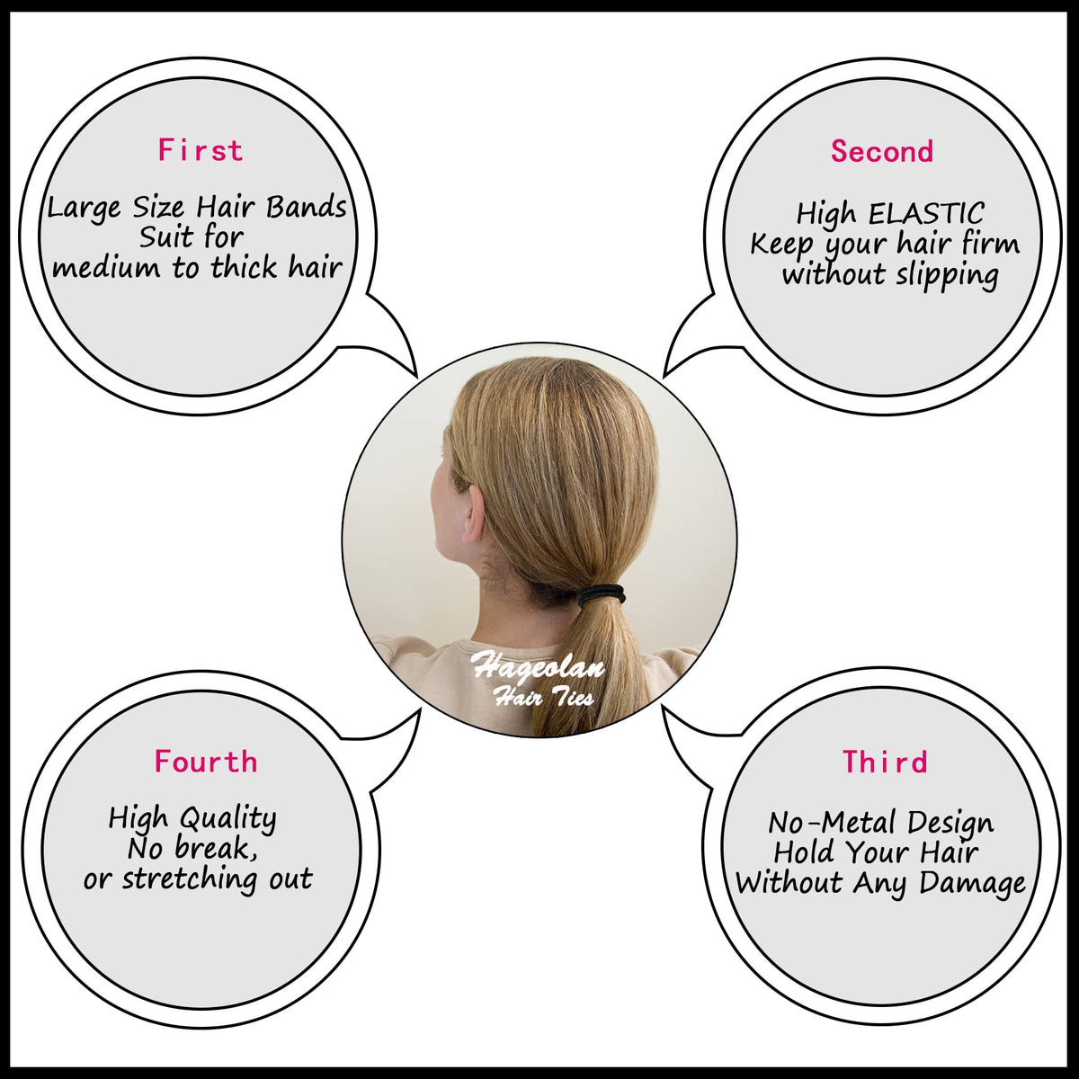 Hageolan Elastic Hair Ties showing thickness and elasticity