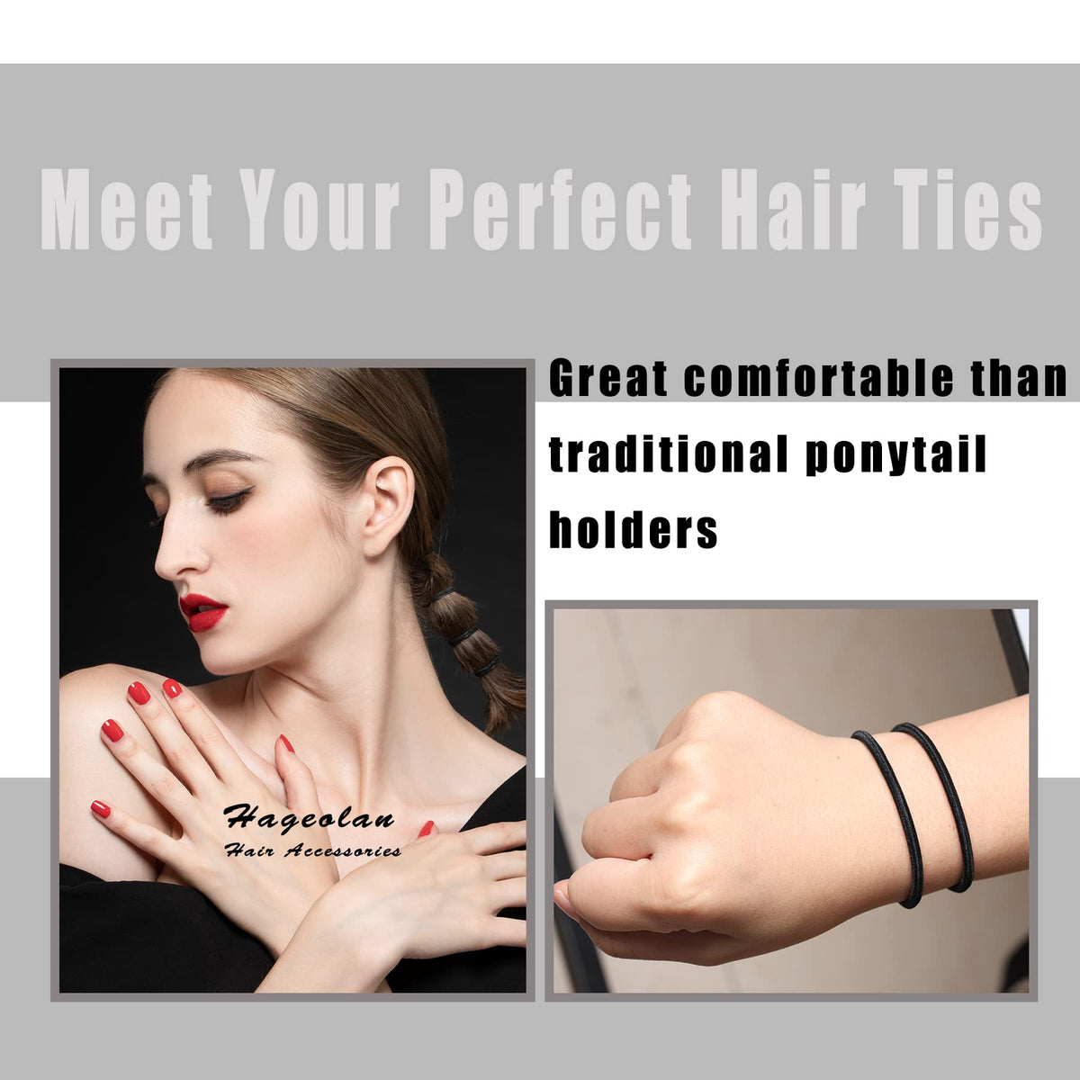 Hageolan Elastic Hair Ties used to create a bowknot
