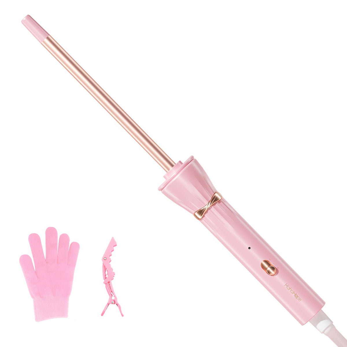 hahahope 3/8 inch curling wand front view with ceramic barrel