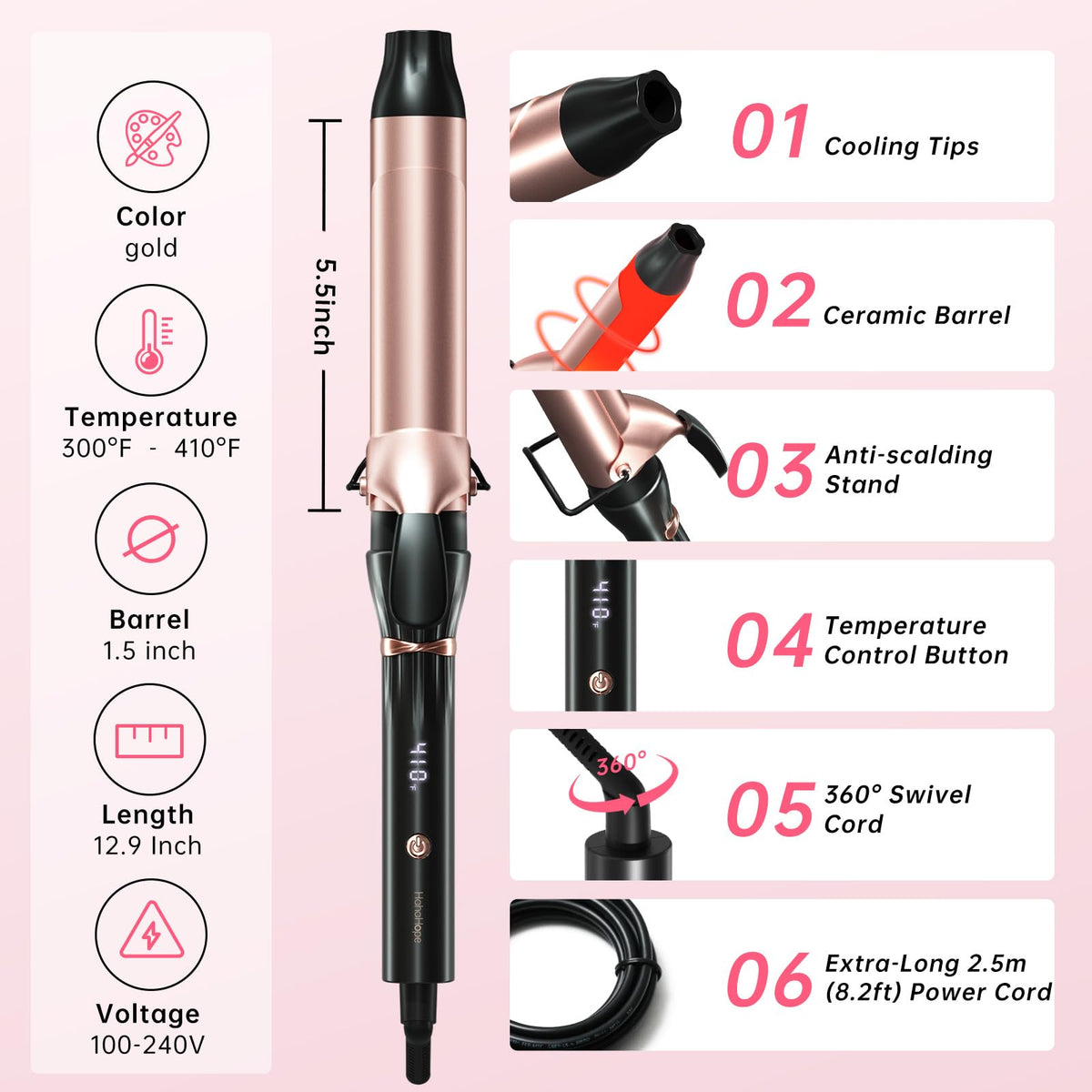 Hahahope Curling Iron packaging front view