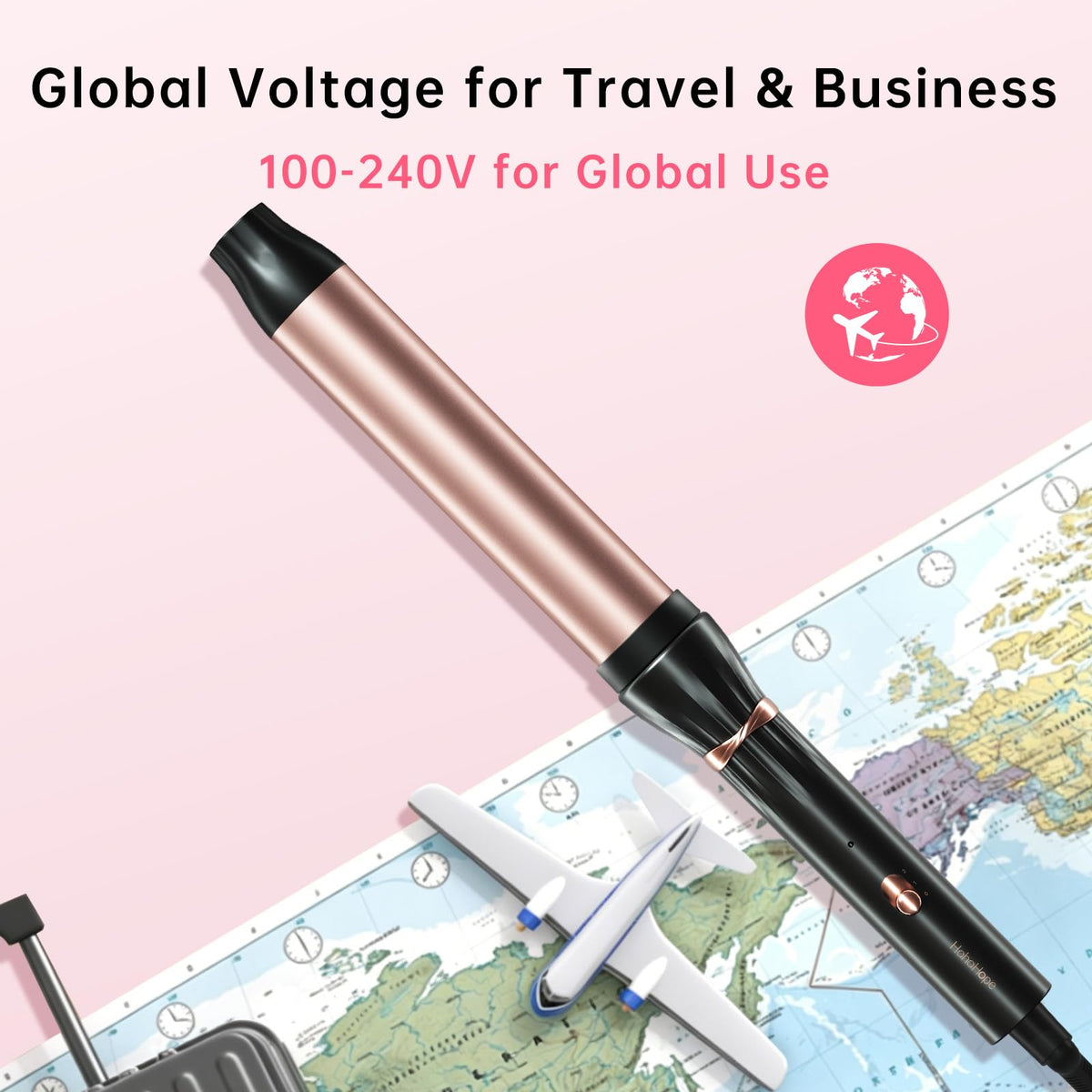 hahahope curling wand close-up of the ceramic barrel
