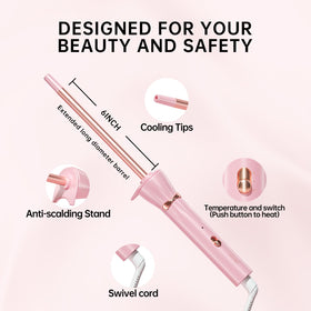 hahahope curling wand demonstrating tight spiral curls