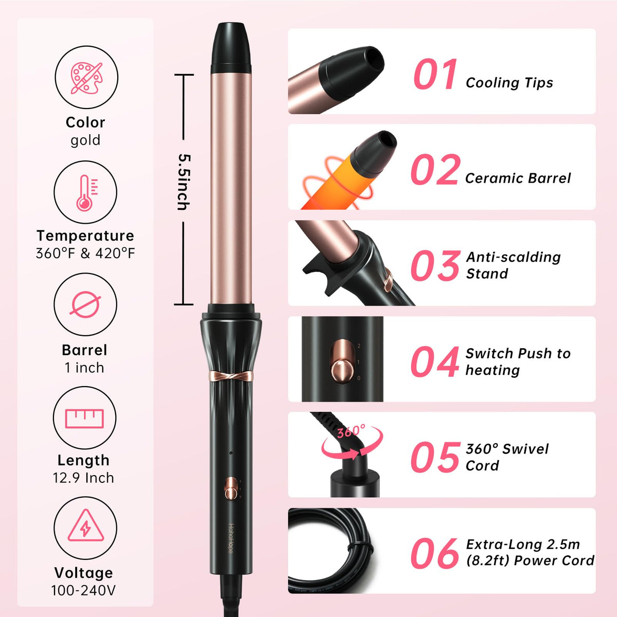 Hahahope curling wand packaging