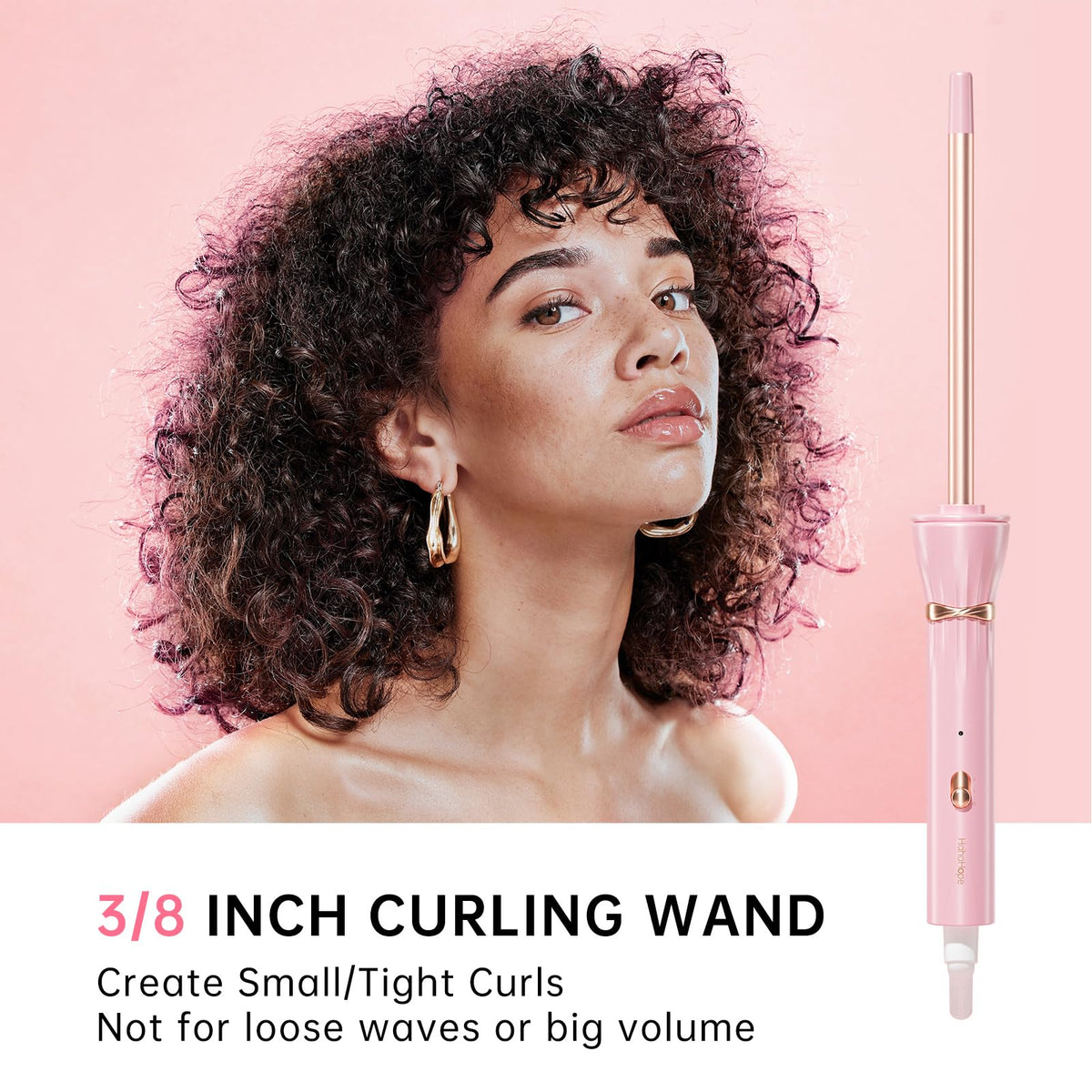 hahahope curling wand showing heat-resistant tip