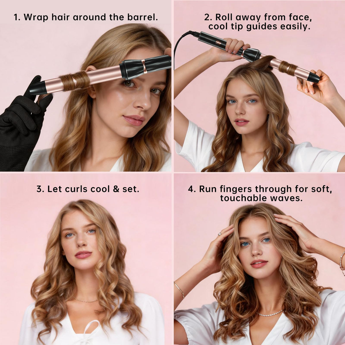 Hahahope curling wand showing heat settings