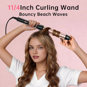 hahahope curling wand side view showcasing the long barrel