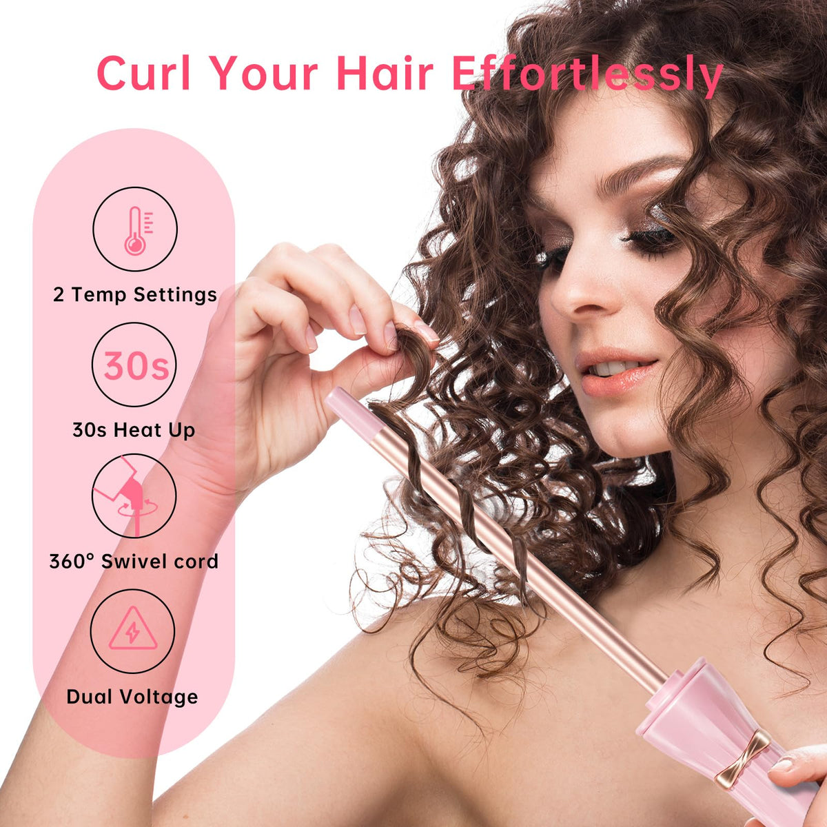 hahahope curling wand with anti-slip handle and protective stand