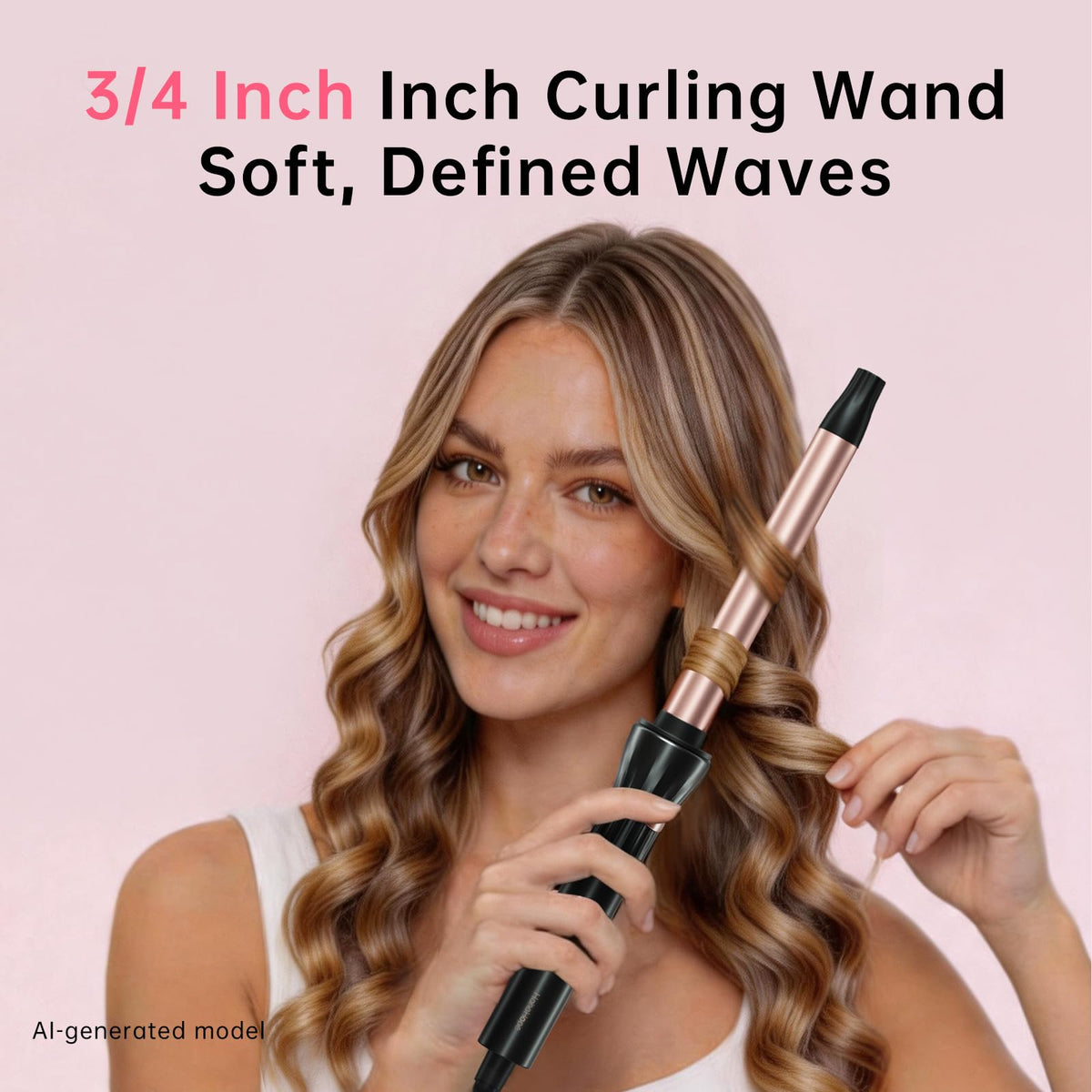 Hahahope curling wand with heat-resistant glove and styling clips