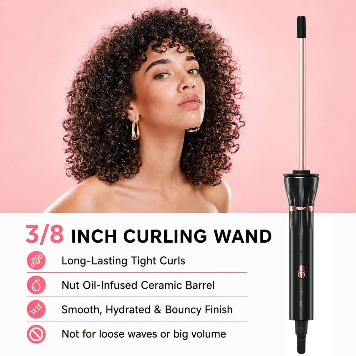 hahahope curling wand with heat-resistant tip and anti-slip handle