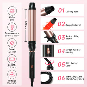 hahahope curling wand with temperature dial in focus