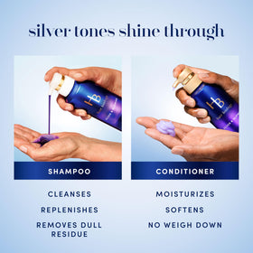 Hair Biology Biotin-Infused Purple Shampoo and Conditioner with flowers