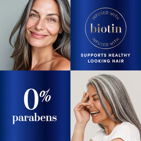 Hair Biology Biotin-Infused Purple Shampoo lathering in hands
