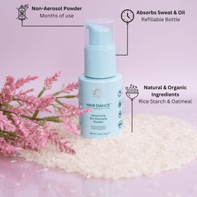 Hair Dance Dry Shampoo Powder packaging with lavender scent
