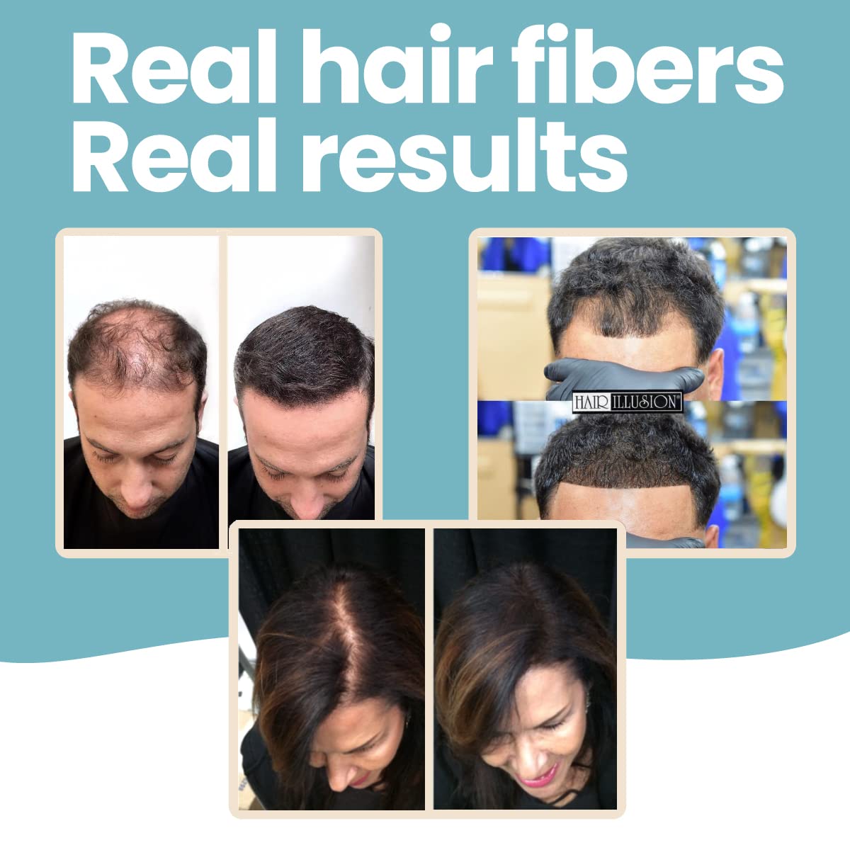 Hair Illusion Dark Brown Hair Fibers on hair