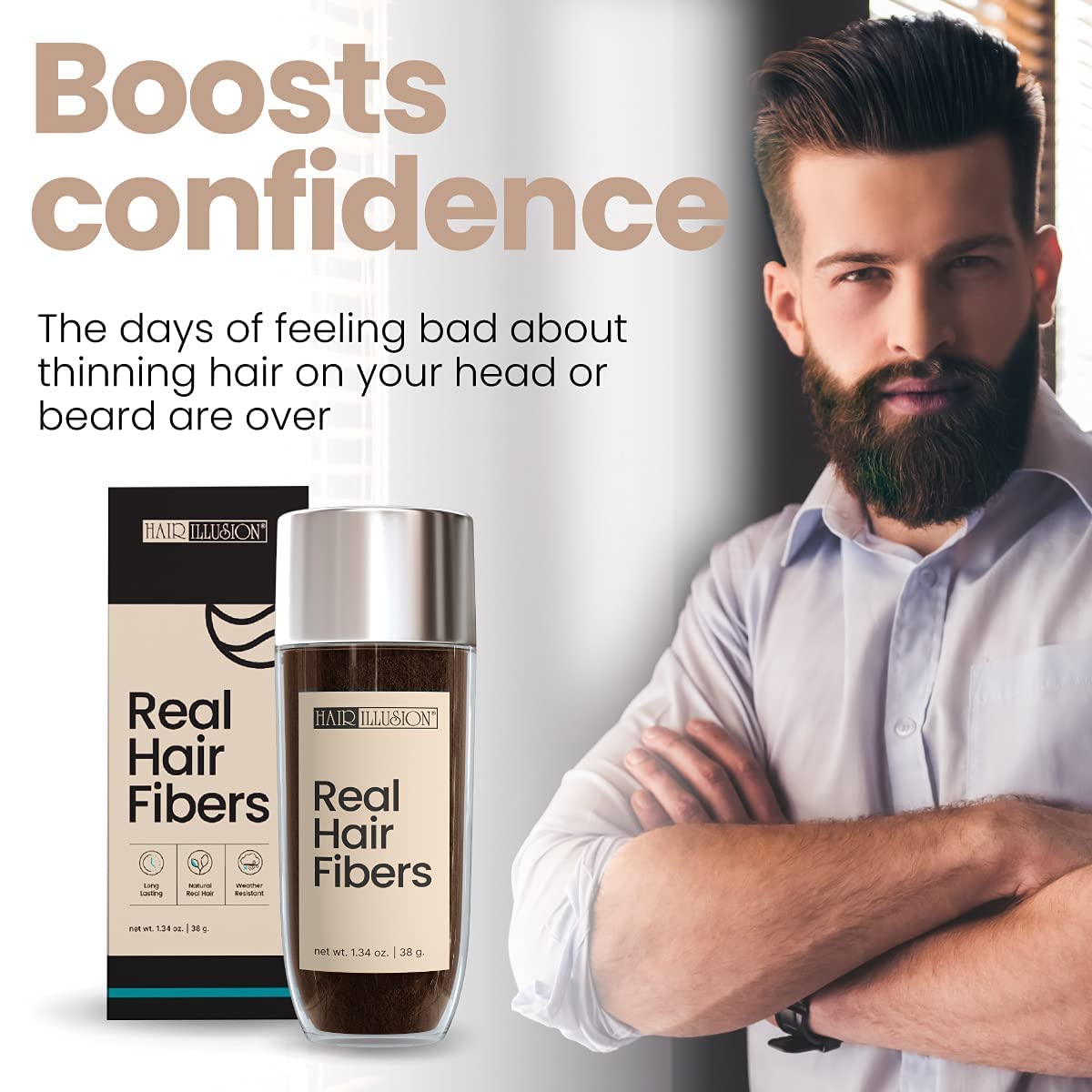 Hair Illusion Hair Building Fibers 38g bottle with application method