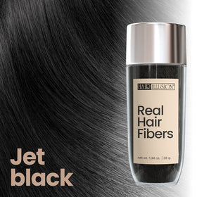 Hair Illusion Hair Building Fibers 38g Jet Black applied to hair