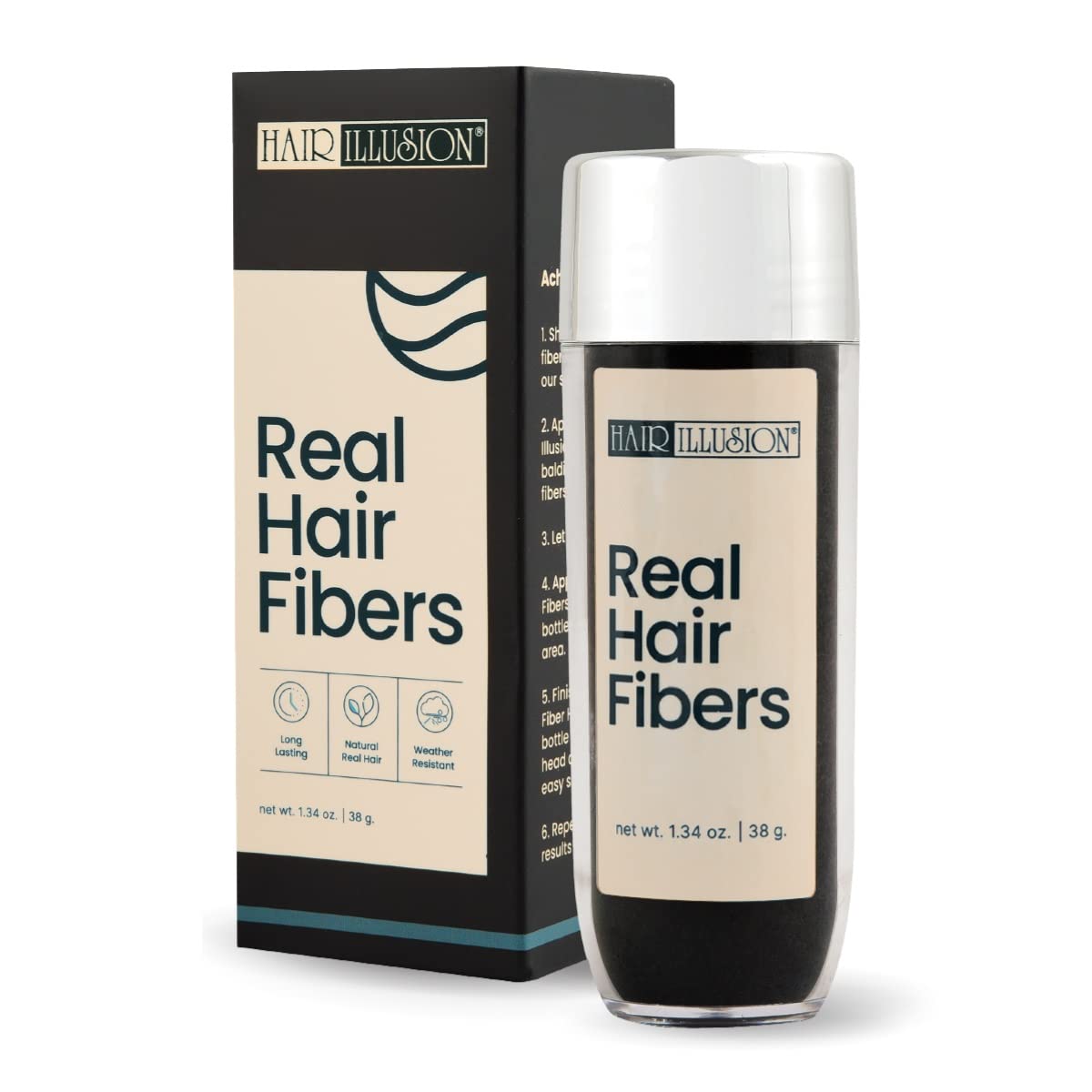 Hair Illusion Hair Building Fibers 38g Jet Black front view