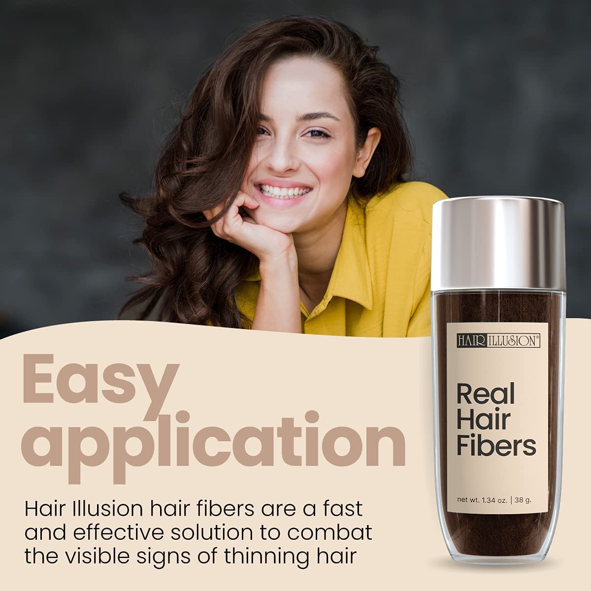 Hair Illusion Hair Building Fibers showing texture and colour match