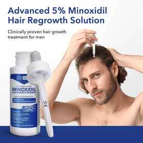 Hair Regen Minoxidil packaging with six bottles