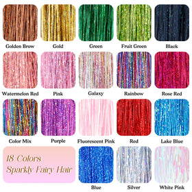Hair tinsel in a stylish hairstyle for a party