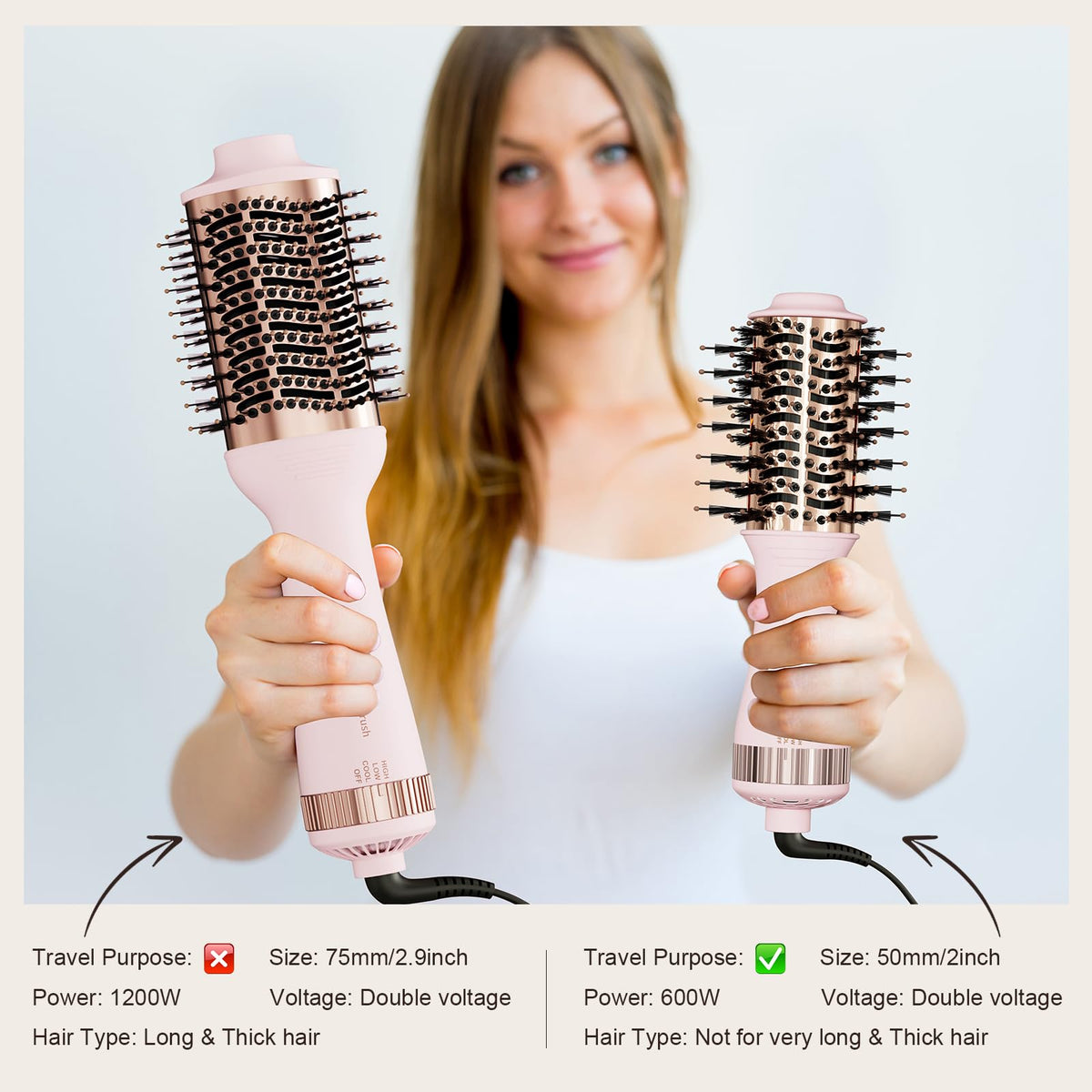 Hair Trends Blow Dryer Brush demonstrating styling options