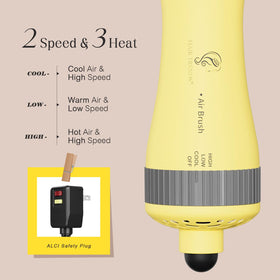 Hair Trends blow dryer brush showing temperature settings
