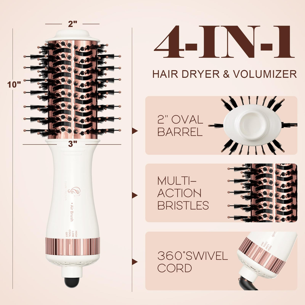 Hair Trends Blow Dryer Brush with ergonomic handle