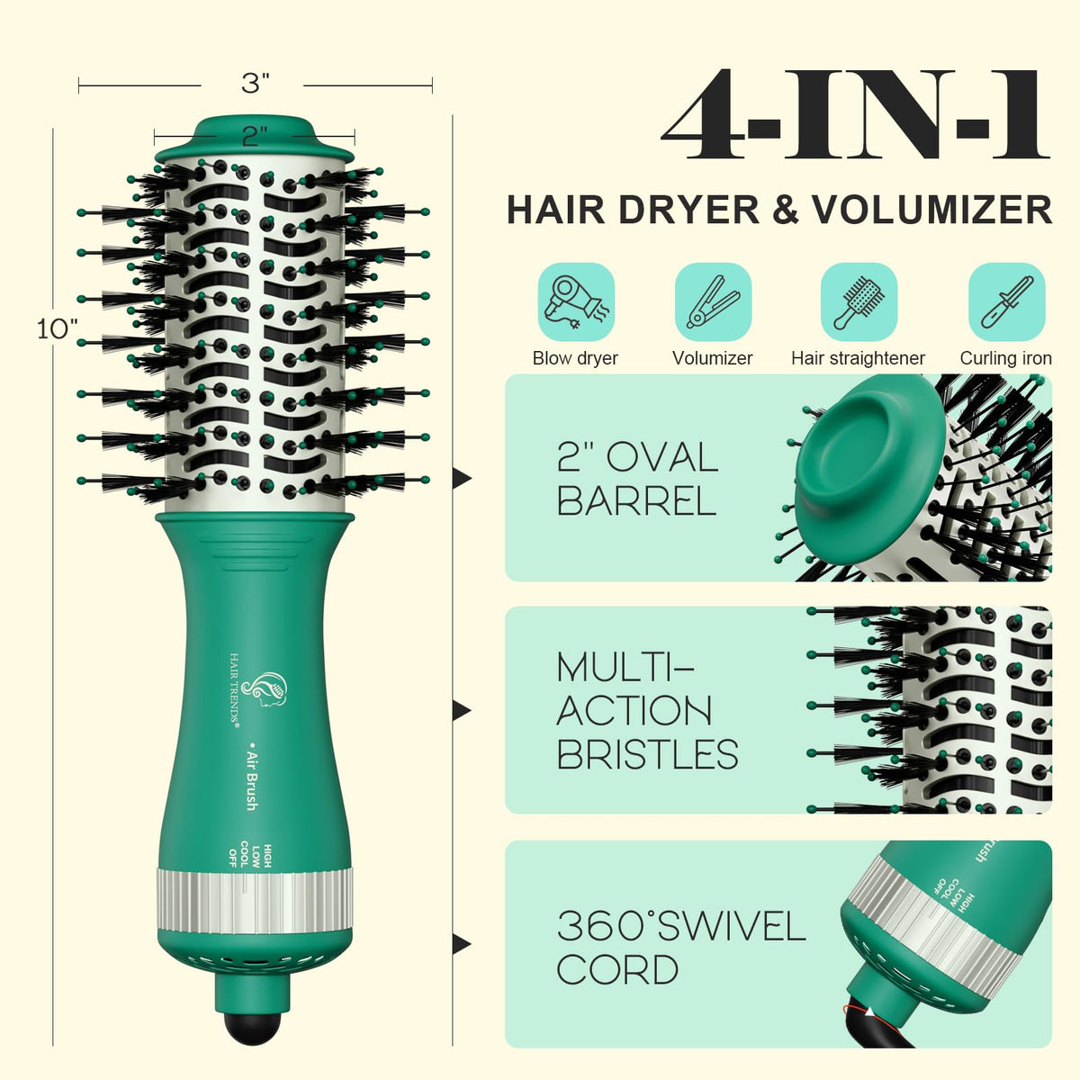 Hair Trends Blow Dryer Brush with ergonomic handle