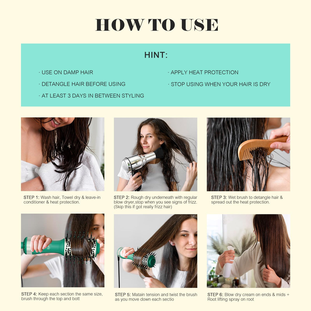 Hair Trends Blow Dryer Brush with safety plug feature