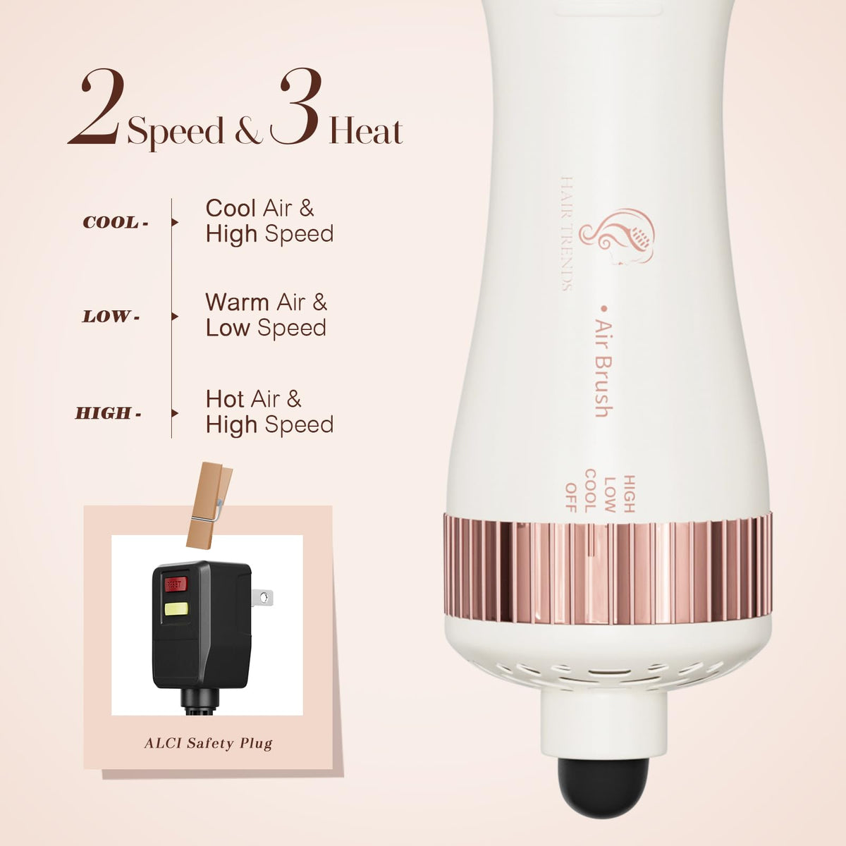 Hair Trends Blow Dryer Brush with temperature settings