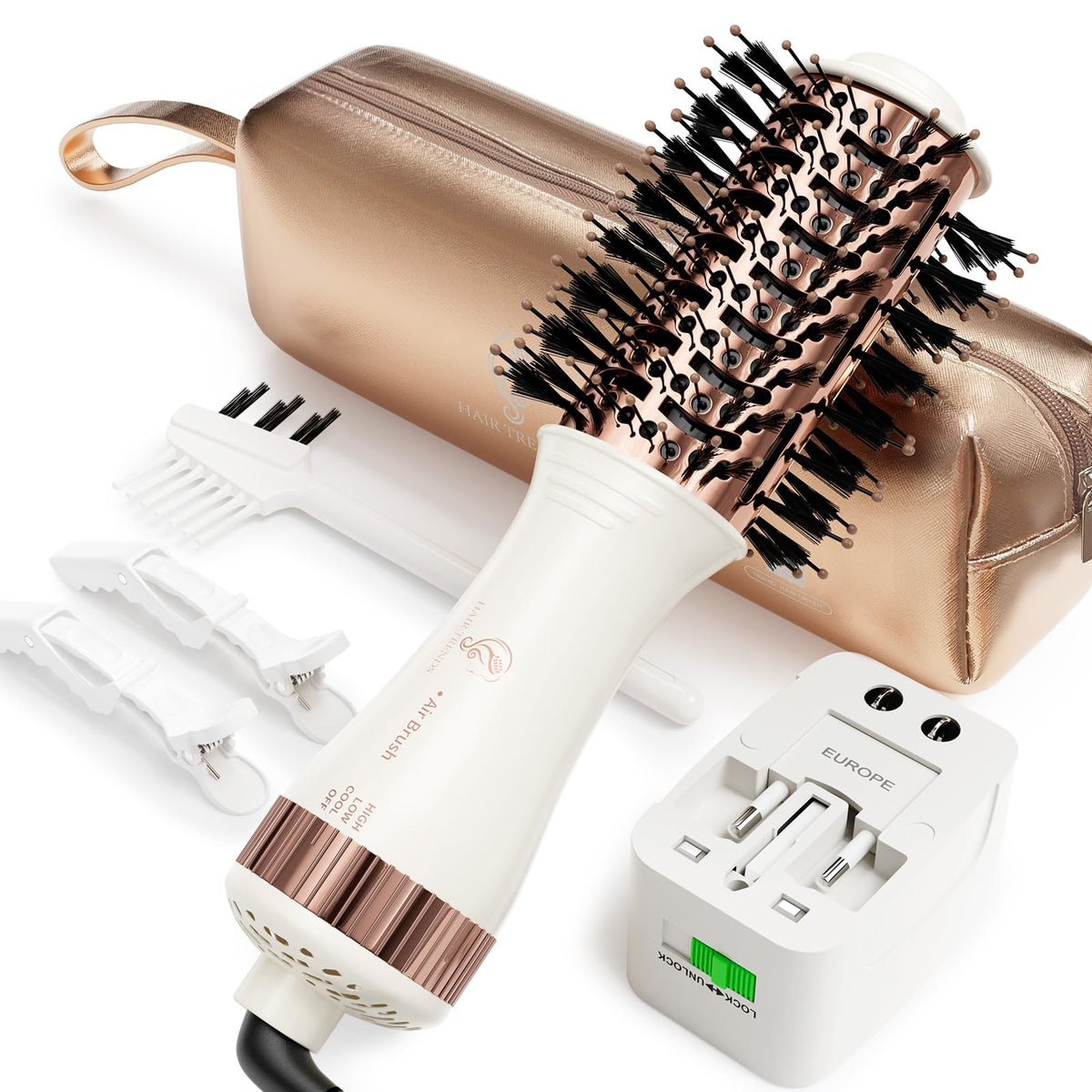 Hair Trends Dual Voltage Travel Blow Dryer Brush front view