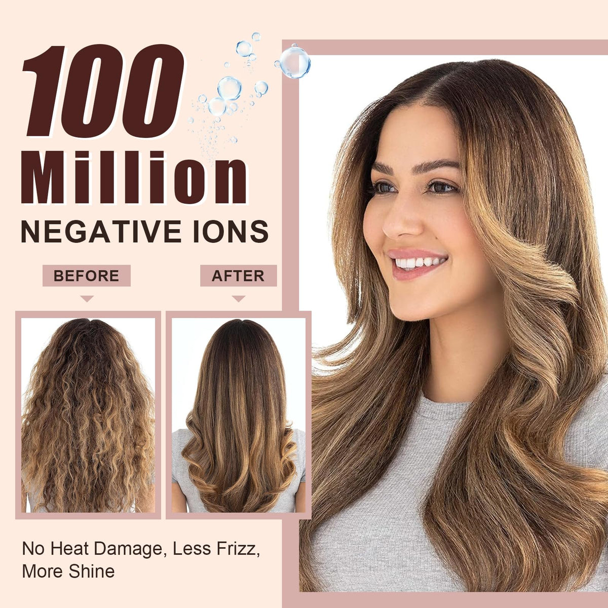Hair Trends Hot Air Brush Dryer in use on long hair
