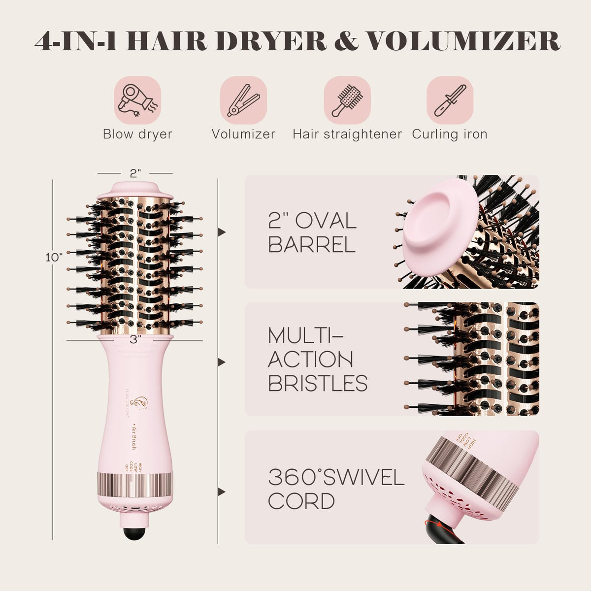 Hair Trends Hot Air Brush with safety plug