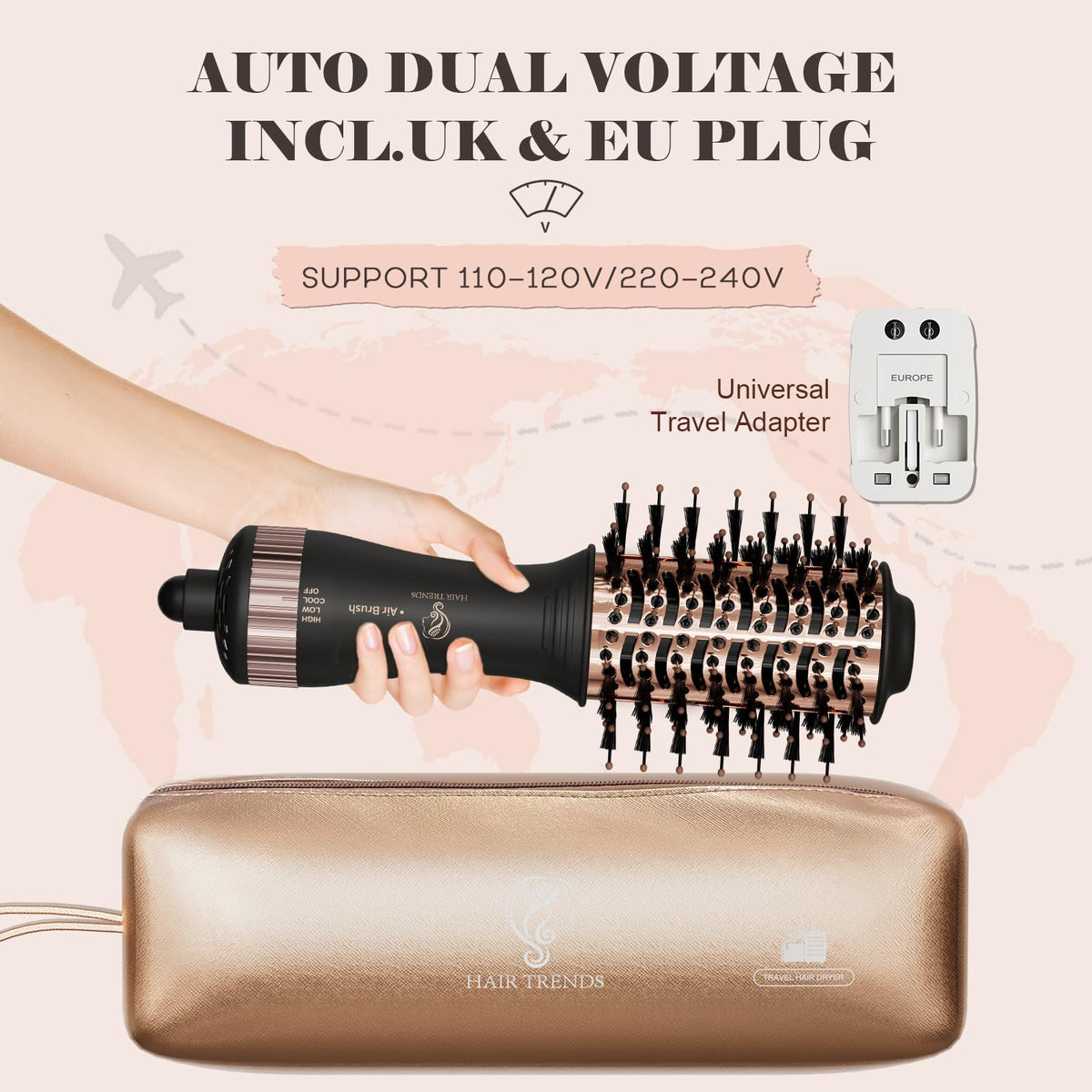 Hair Trends Travel Hair Dryer Brush showing compact design and ergonomic handle