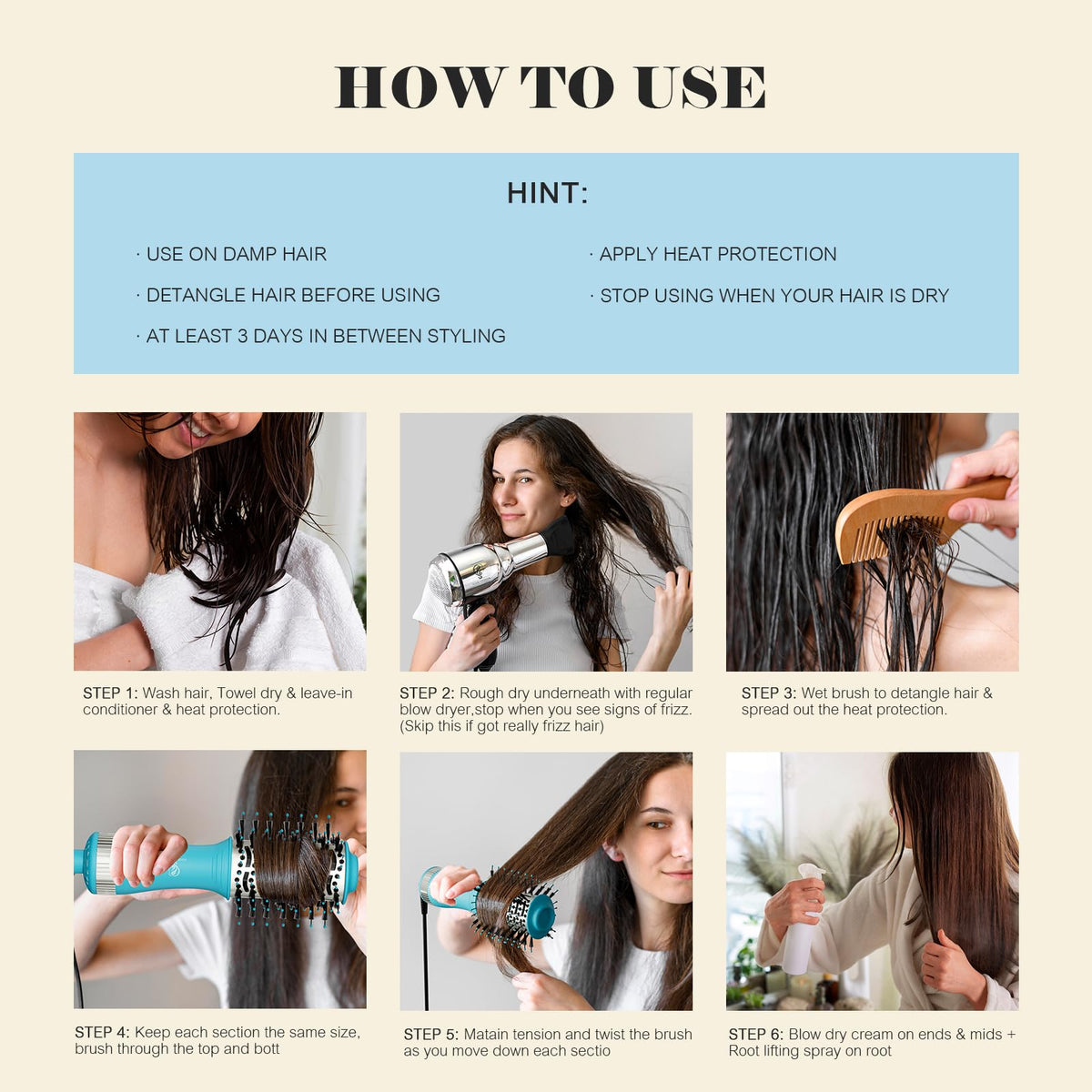 Hair Trends Travel Size Hot Air Brush with safety plug