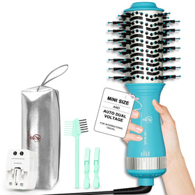 Hair Trends Travel Size Mini Hot Air Dryer Straightener & Curler Brush front view