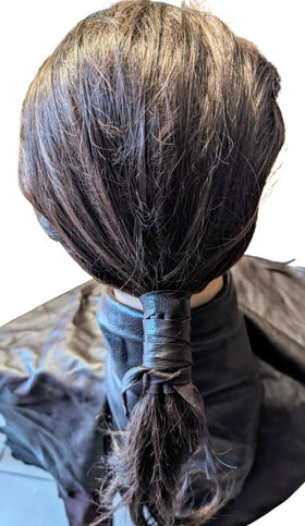 Hair wrap displayed with instructions for use