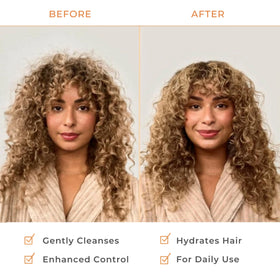 Hairitage Gentle Daily Moisture Shampoo and Conditioner Set on a bathroom shelf