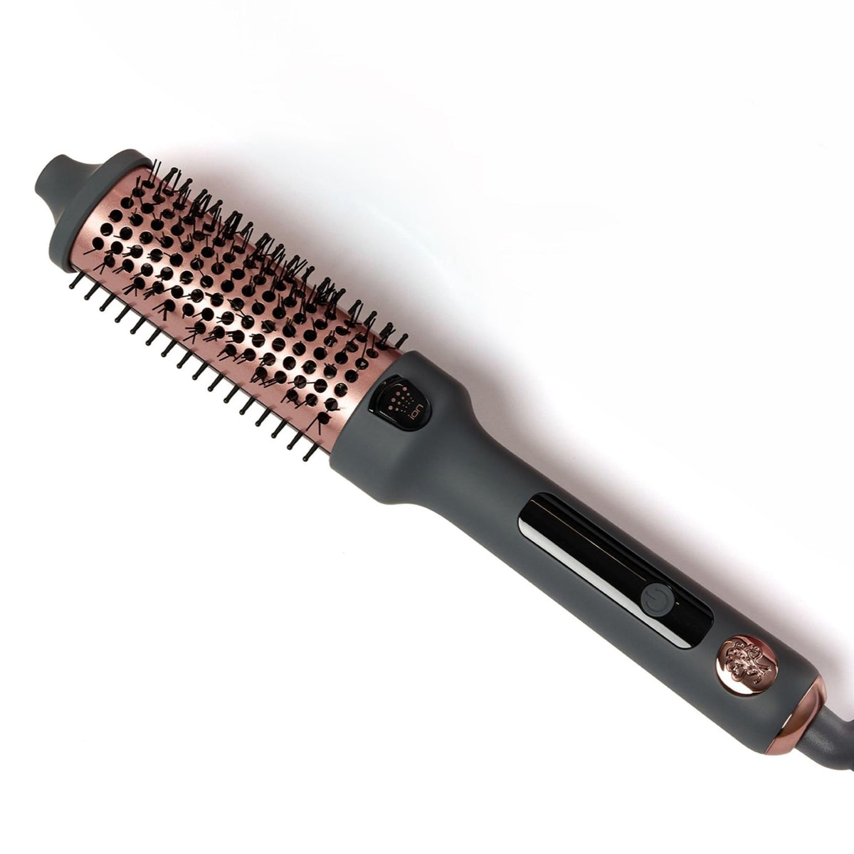 Hairitage Heated Curl Brush front view with thermal barrel