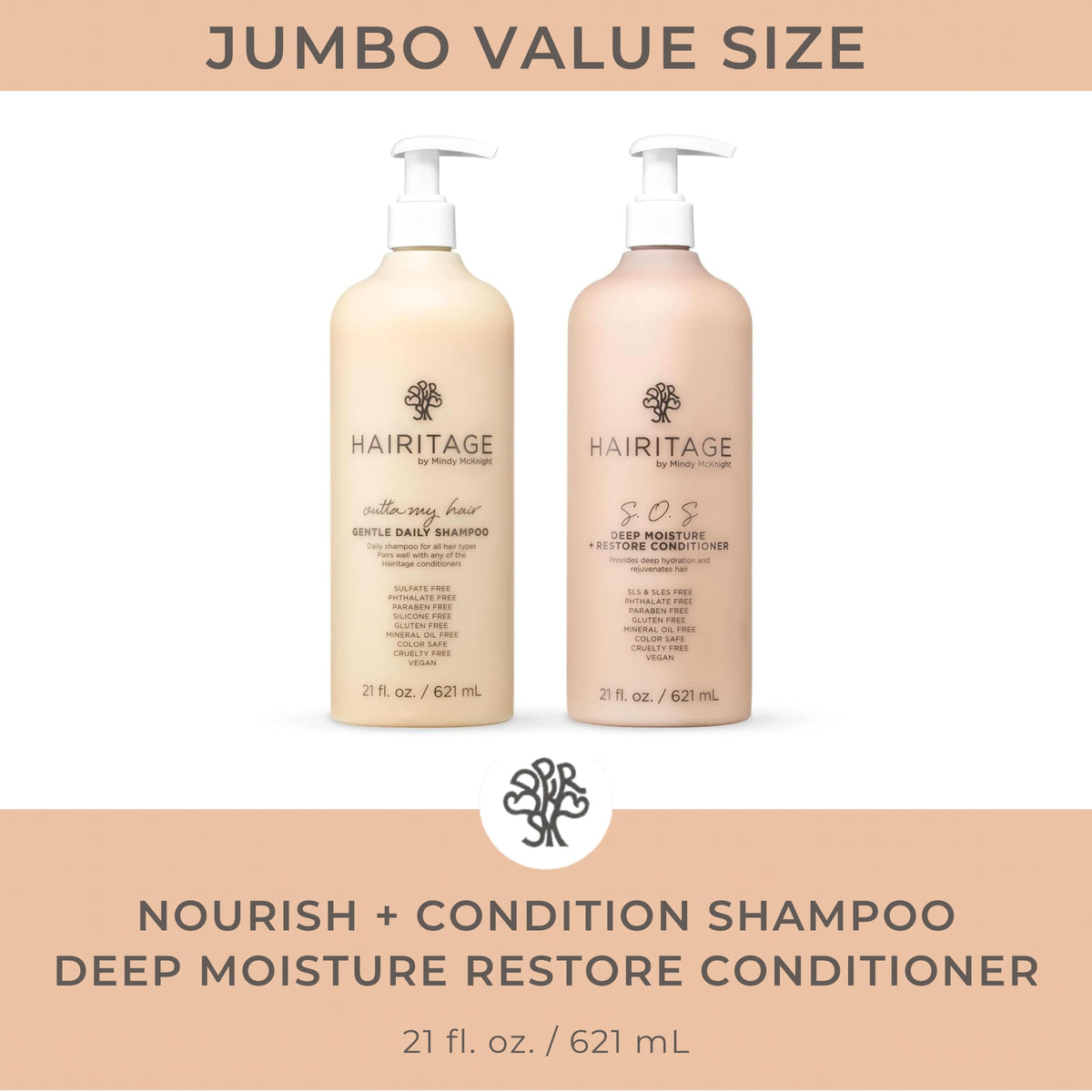 Hairitage shampoo bottle with cherry + amber scent