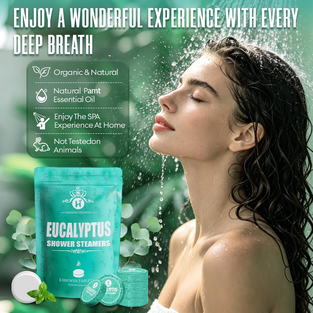 HAISHAN SHOWER Eucalyptus Mint Shower Steamer close-up showing texture