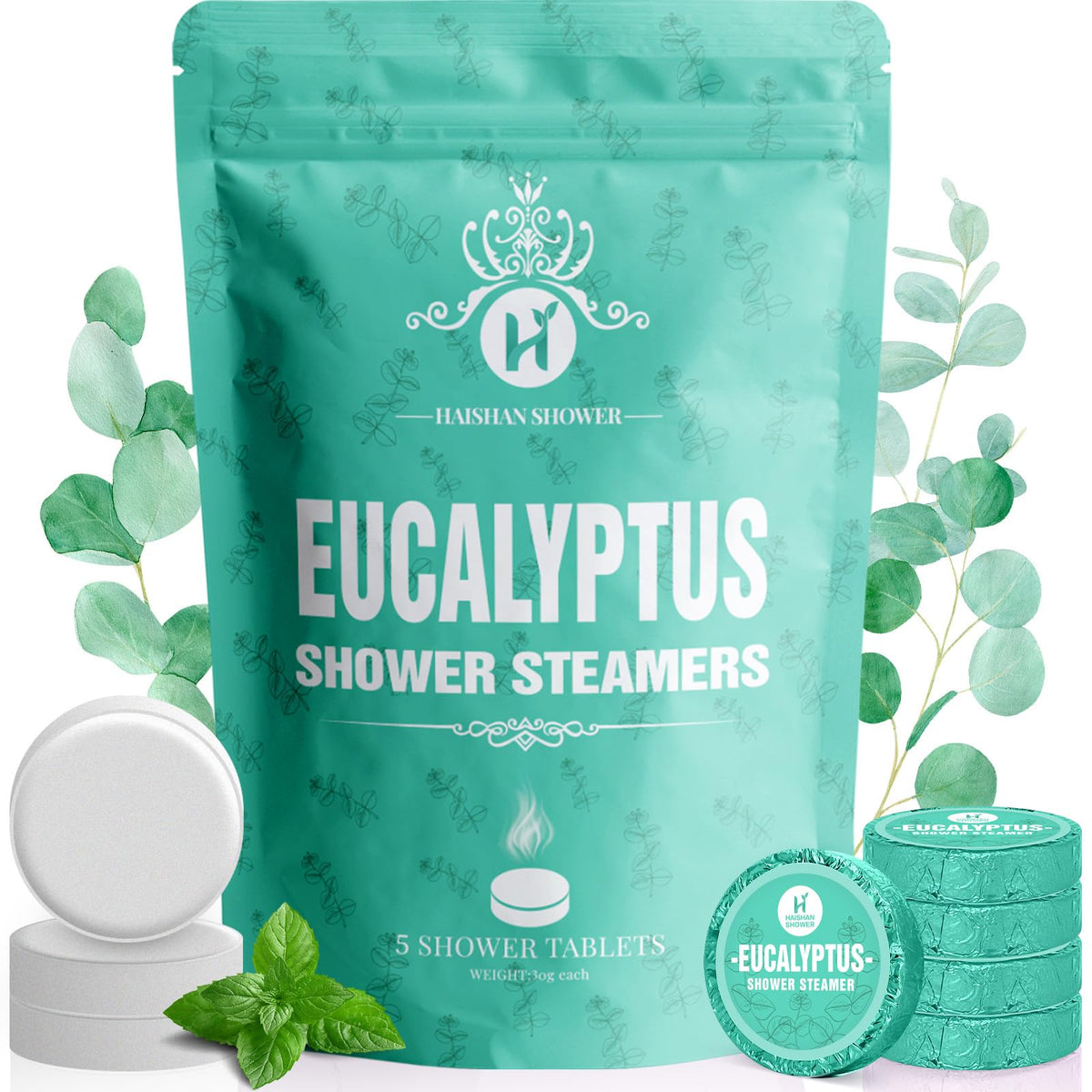 HAISHAN SHOWER Eucalyptus Mint Shower Steamers packaging front view