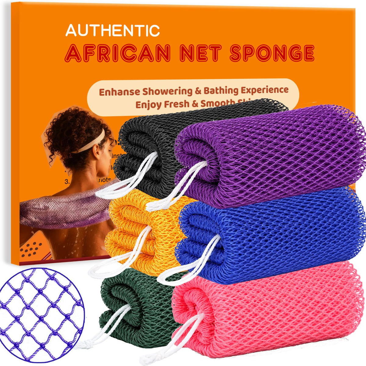 HAITOO African Net Sponge 6 pcs set in packaging