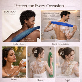 HAITOO African Net Sponge displayed with other bathing accessories