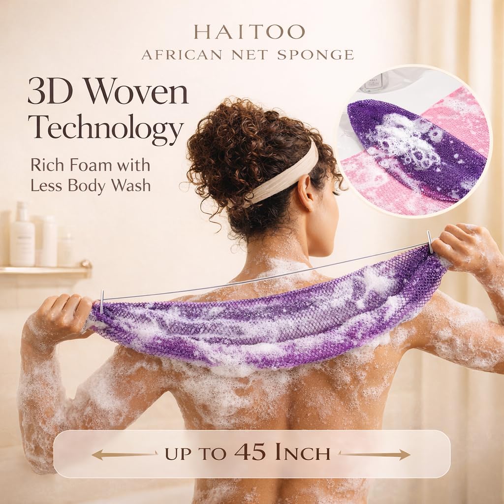 HAITOO African Net Sponge in use during a shower