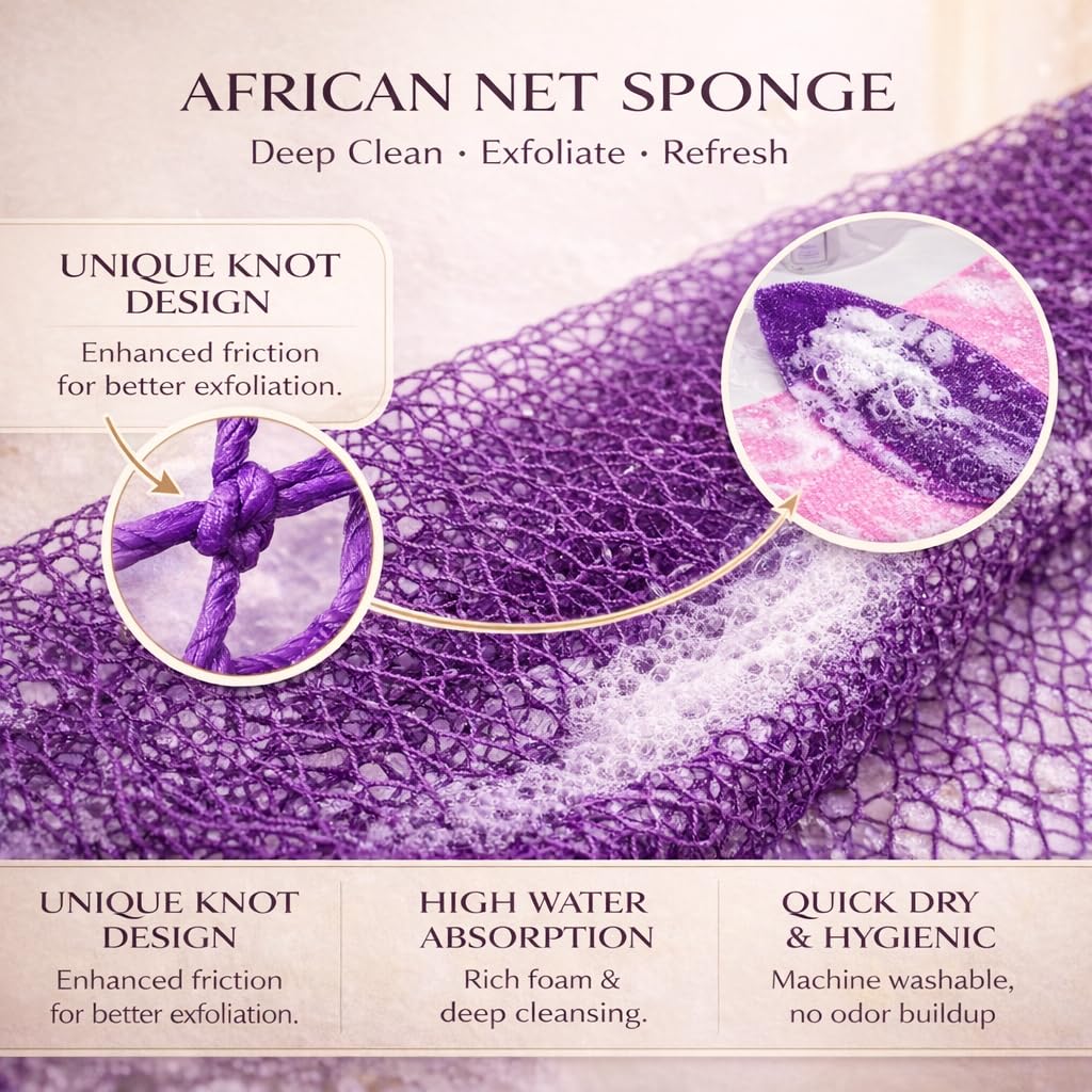 HAITOO African Net Sponge showing double-knotted mesh texture