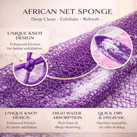 HAITOO African Net Sponge showing double-knotted mesh texture