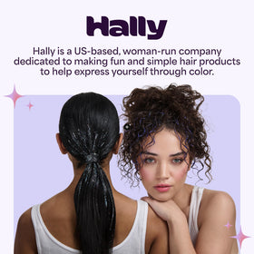 Hally Hair Shade Stix blue in use at a party