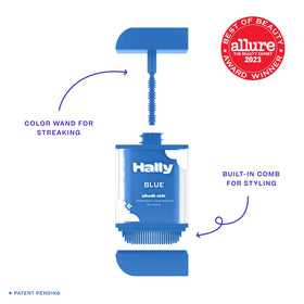Hally Hair Shade Stix blue on dark hair showing vibrant colour