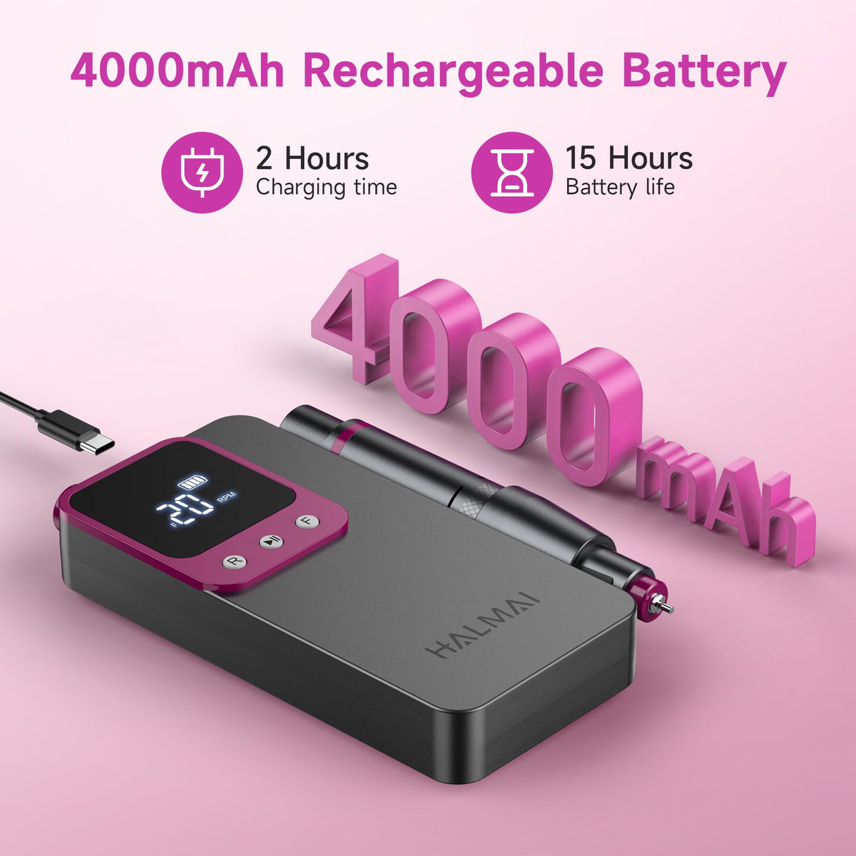 Halmai Electric Nail Drill in use during manicure